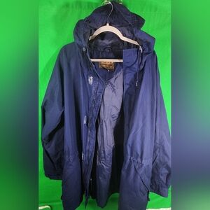 Vintage Eddie Bauer Jacket Womens Size XL Windbreaker 90s Purple Hood Zip